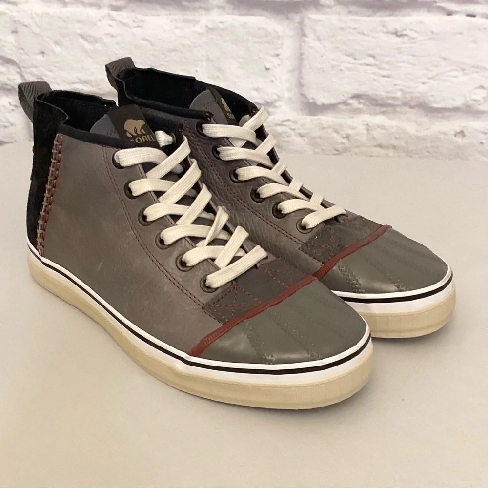 Sorel 10 High Top Men’s Sneakers Shoes Handcrafted Leather Suede Gray Black